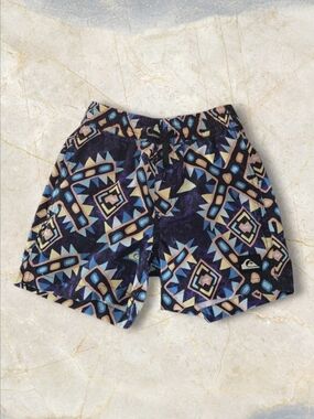 Quiksilver Geometric Pattern Swim Trunks-Multicolor-4T EUC